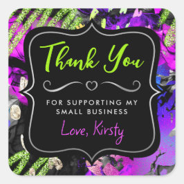 レインボーネオン抽象芸術グリッタースモールビジネス スクエアシール