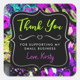 レインボーネオン抽象芸術グリッタースモールビジネス スクエアシール