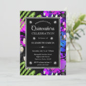 レインボーネオン抽象芸術グリッターフレームキンセアニェラ 招待状 (スタンド正面)