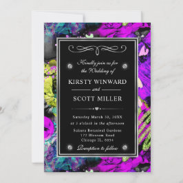 レインボーネオン抽象芸術グリッター結婚フレーム 招待状