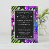 レインボーネオン抽象芸術グリッター結婚フレーム 招待状 (スタンド正面)