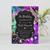 レインボーネオン抽象芸術グリッター21歳 招待状 (スタンド正面)