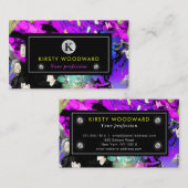 レインボーネオン抽象芸術グリッター 名刺 (正面/裏面)