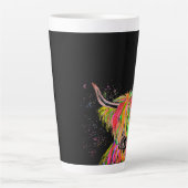 レインボーハイランド牛の水の色の自然ファーム動物 カフェラテマグ (正面)