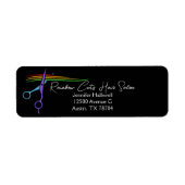 レインボーハサミ美容師サロン差出人住所 ラベル (正面)