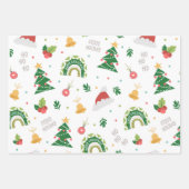 レインボーハッピークリスマスラッピング紙シート ラッピングペーパーシート (正面2)