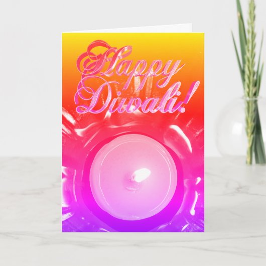 レインボーハッピーディワリカラフルキャンドル カード (正面)