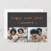 レインボーハッピーニューイヤーホリデーハガキ シーズンポストカード (正面/裏面)