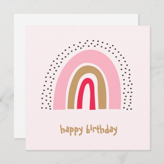 レインボーハッピーバースデーカード – ガールカード誕生日 シーズンカード (正面/裏面)