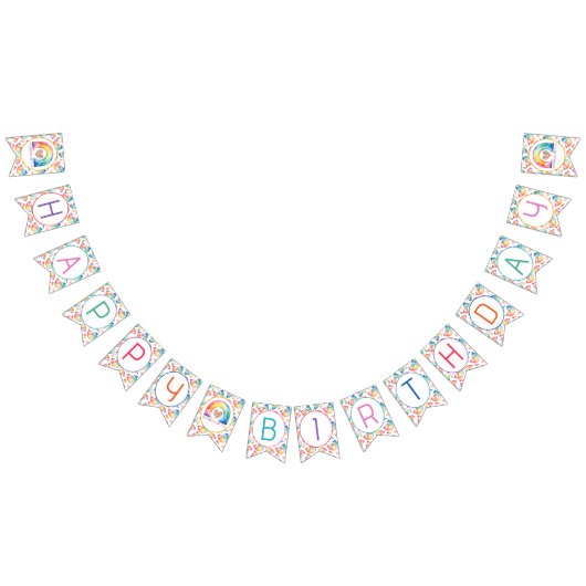 レインボーハッピーバースデーバンティンバナー バンティングフラッグ (全)