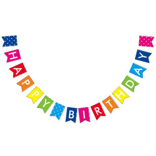 レインボーハッピーバースデー バンティングフラッグ