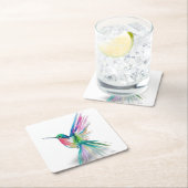 レインボーハミングバード紙コースター スクエアペーパーコースター (インサイチュ)