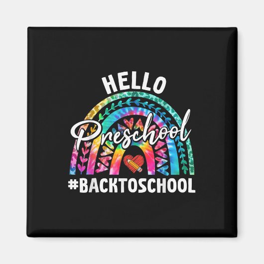 レインボーハロー就学前学校再開教師の生徒Tシャツ マグネット (正面)