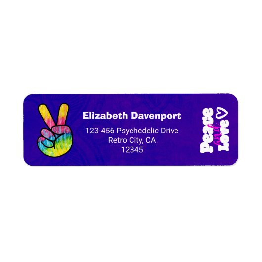 レインボーハンドピースサインピースアンドラブタイポグラフィ ラベル (正面)