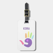 レインボーハンドプリントパステル ラゲッジタグ (正面縦)