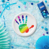 レインボーハンドプレート ペーパープレート (パーティー)