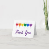 レインボーハーツバルーン折りたまご型感謝カード サンキューカード (正面)