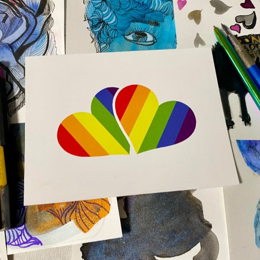 レインボーハーツプライドポストカード – LGBTQ+ の愛と平等