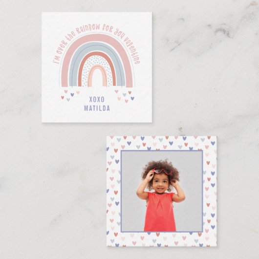 レインボーハートかわいい写真教室バレンタイン スクエア名刺 (正面/裏面)