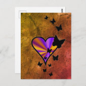 レインボーハートとバタフライ ポストカード (正面/裏面)
