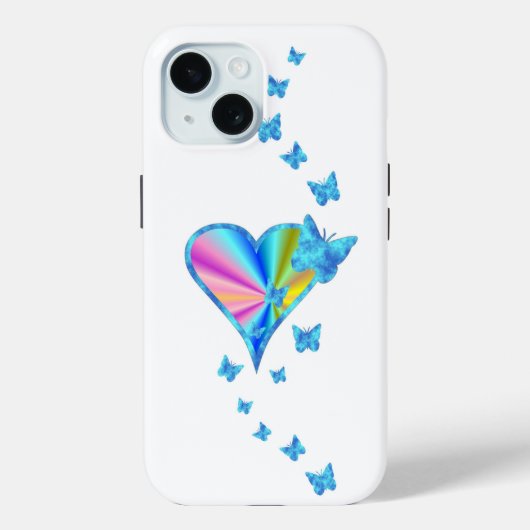 レインボーハートとバタフライ Case-Mate iPhoneケース (裏面)