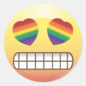 レインボーハートアイズ絵文字顔シール ラウンドシール (正面)