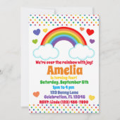 レインボーハートアンドドットガールズ誕生日 招待状 (正面)