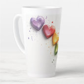 レインボーハートウォーターカラーデジタルアート カフェラテマグ (左アングル)