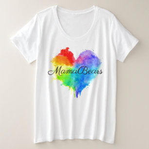 レインボーハートウーマンズプラスシャツ プラスサイズTシャツ