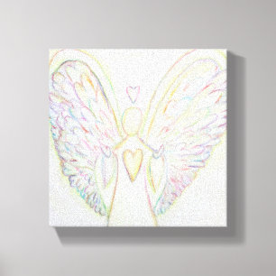 レインボーハートエンジェル絵画ズキャンバスプリントアート キャンバスプリント
