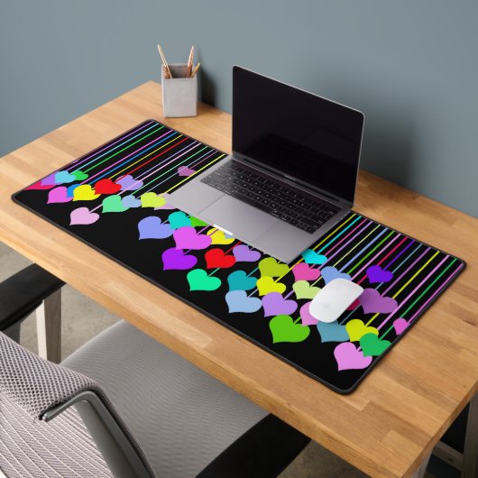 レインボーハートオンブラック デスクマット (オフィス2)