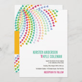 レインボーハートカラフルが結婚式に招待 招待状 (正面/裏面)