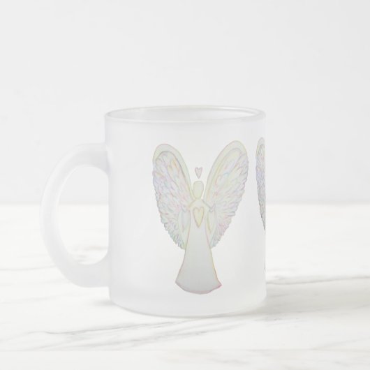 レインボーハートガーディアンエンジェルコーヒーカップまたはマグカップ フロストグラスマグカップ (左)