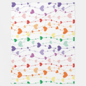 レインボーハートガーランドパターンコジカラフルー&ラブ フリースブランケット (正面)