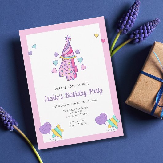 レインボーハートガールズ4th誕生日パーティの招待状 招待状