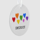 レインボーハートキッズネームDATEラブアートワークおもしろい オーナメント (正面)