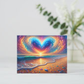 レインボーハートクラウドオーバーザビーチ ポストカード (スタンド正面)