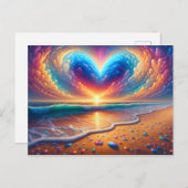 レインボーハートクラウドオーバーザビーチ ポストカード (正面/裏面)