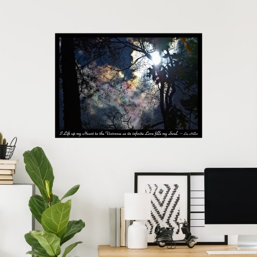 レインボーハートクラウドサンライズ感動的引用文 ポスター (ホームオフィス)