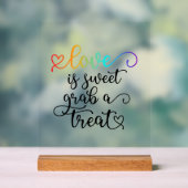 レインボーハートスクリプト愛は甘い好意 アクリルサイン (ニュートラル)