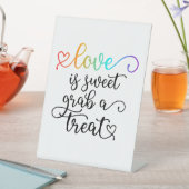 レインボーハートスクリプト愛は甘い好意 台座サイン (インサイチュ)