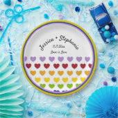 レインボーハートストライプパーソナライズされた ペーパープレート (パーティー)