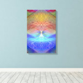 レインボーハートツリー キャンバスプリント (インサイチュ (ウッドフロア))