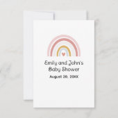 レインボーハートディスプレイシャワーベビーエンクロージャカード 招待状 (裏面)