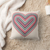 レインボーハートバレンタインデー枕 – サーモンピンク クッション (ブランケット)