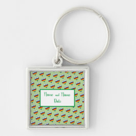 レインボーハートパターンキーチェーン キーホルダー