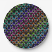 レインボーハートパターン紙プレート ペーパープレート (正面)