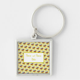 レインボーハートパターン キーホルダー