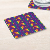 レインボーハートパターン スクエアペーパーコースター (アングル)