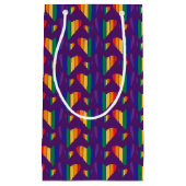 レインボーハートパターン スモールペーパーバッグ (正面)